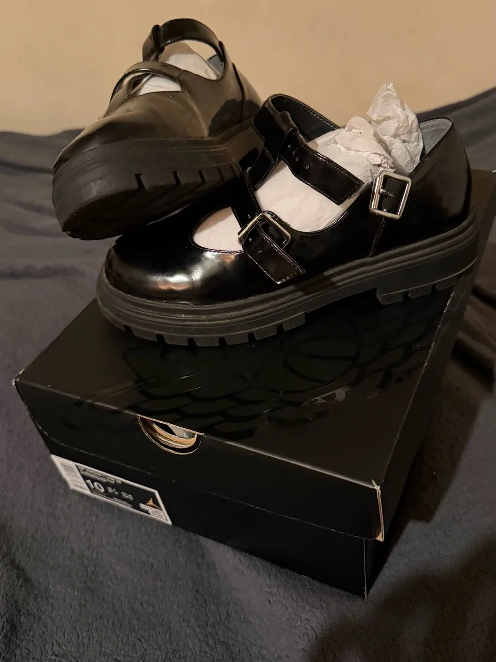 Nina Black Patent Double-Strap Mary Jane Shoes for Kids